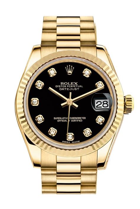 rolex black face gold band|Rolex datejust gold black dial.